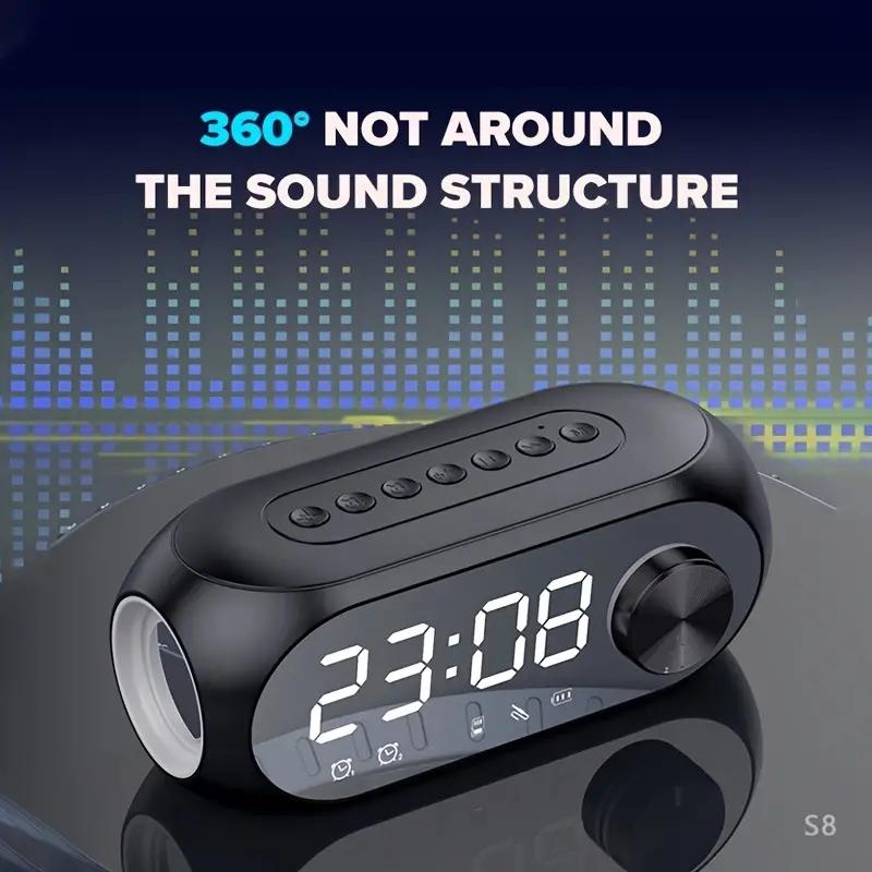 Product Introduction of Wireless Bluetooth Speaker HD LED Display Multifunction Stereo Bass Speakers Alarm Clock FM Radio TF Card Aux Music Playback 32