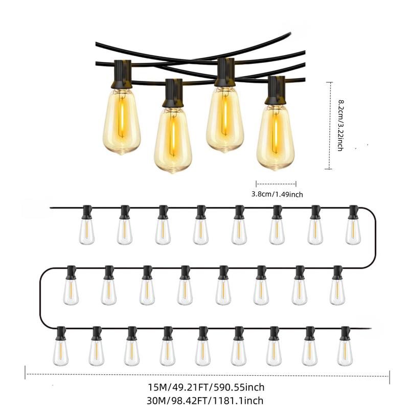Product Introduction of Solar Powered Outdoor String Light, 1 Count Waterproof Garden String Light with Shatterproof Bulbs, Outdoor Light for Garden, Backyard, Patio 4