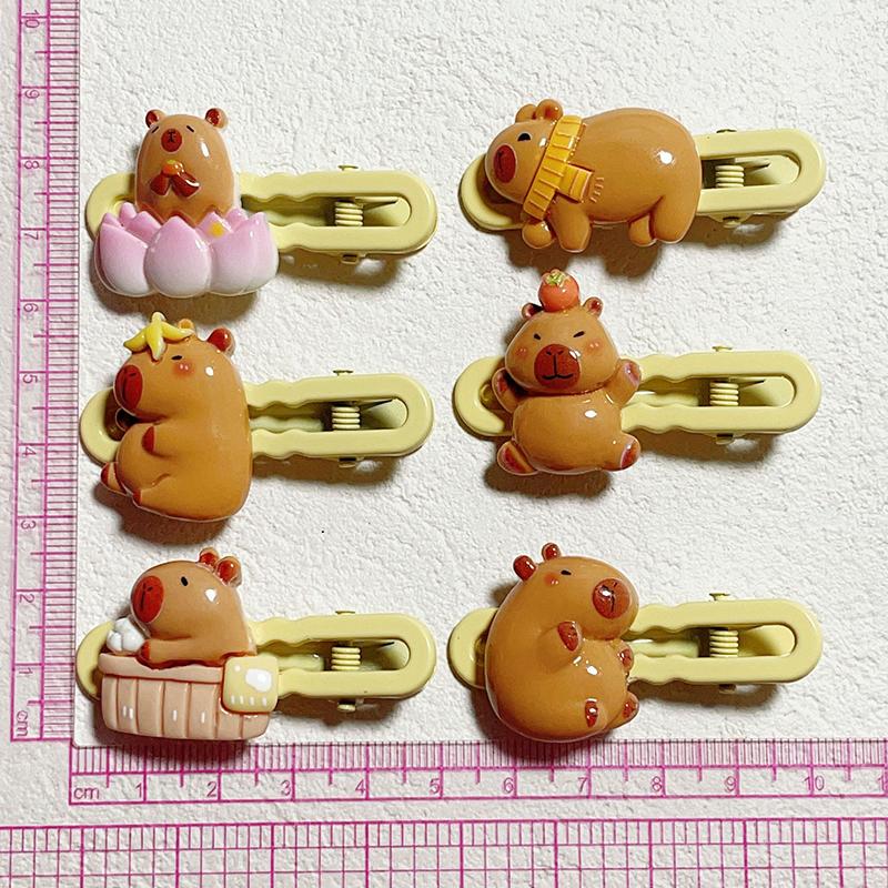 Kẹp Tóc Capybara Hoạt Hình, Dễ Thương Và Ngọt Ngào, Kẹp Đầu Động Vật Hoạt Hình, Kẹp Bên Cho Bé Gái Và Trẻ Em, Phụ Kiện Tóc, Quà Tặng, Bộ 2 Chiếc 0