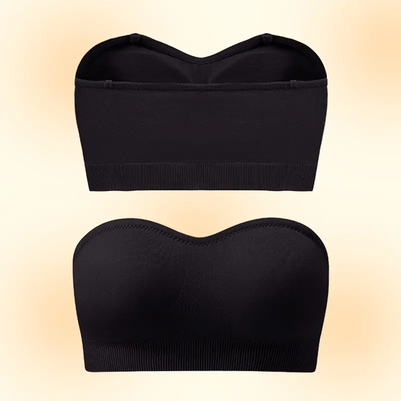 Women's Large Strapless Bra With Padded Bra, Non Slip Silicone Seamless, Steel Ring Free Bra