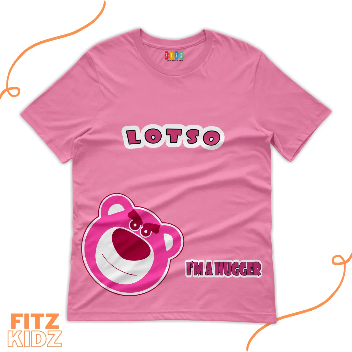 ‌Fitzkidz ‌Baju Kaos Anak Perempuan Laki laki Viral Gratis Ongkir Bahan Katun Combed 30s Motif Lotso Bear Head Fashion