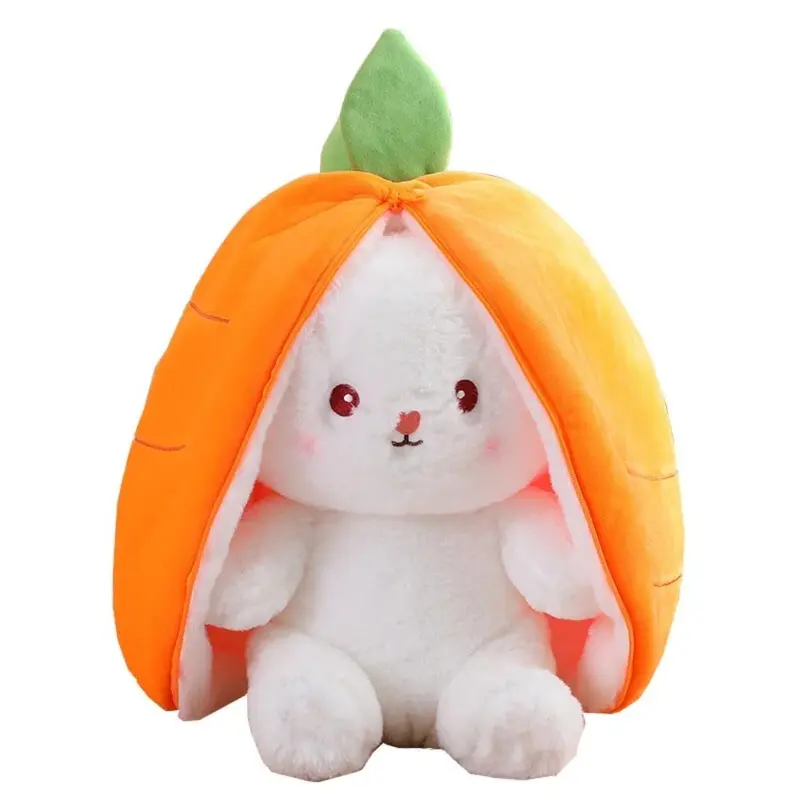 Strawberry & Carrot Design Plush Toy, 1 Count Cute Rabbit Plush Toy, Soft & Comfy Plush Toy for Kids & Adults, Birthday Gift 2