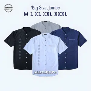 Koko Pria Katun Lengan Pendek Baju Muslim Bordir Dewasa