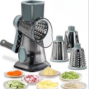 3イン1手動回転式チーズおろし器、1個入り多機能野菜フルーツスライサー、交換用刃付きキッチンツール＆ガジェット、家庭用ダイニングルーム用
