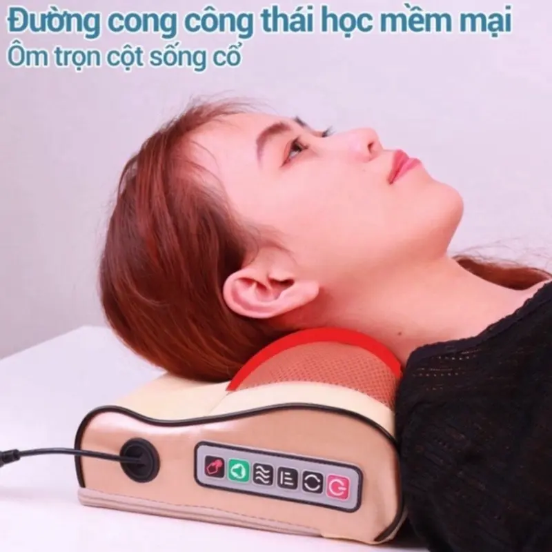 GỐI MASSAGE CỔ VAI GÁY. BI XOAY CHƯỜM NHIỆT 7