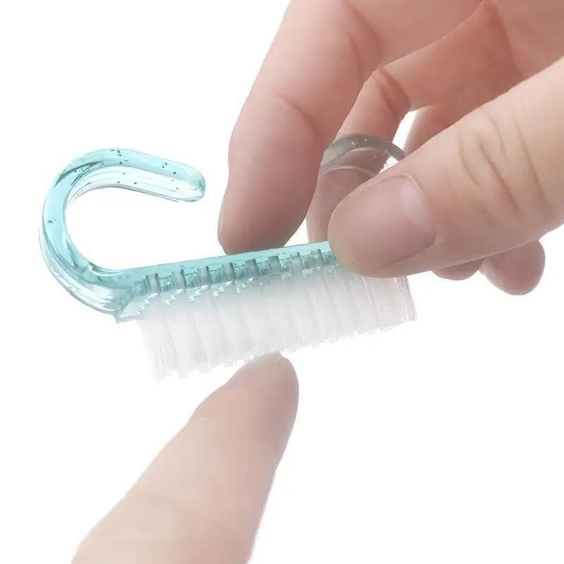 2pcs Random Color Nail Cleaning Brush, Plastic Dust Clean Brush, Soft Pedicure Rectangular Head Clear Nail Manicure Tool 4