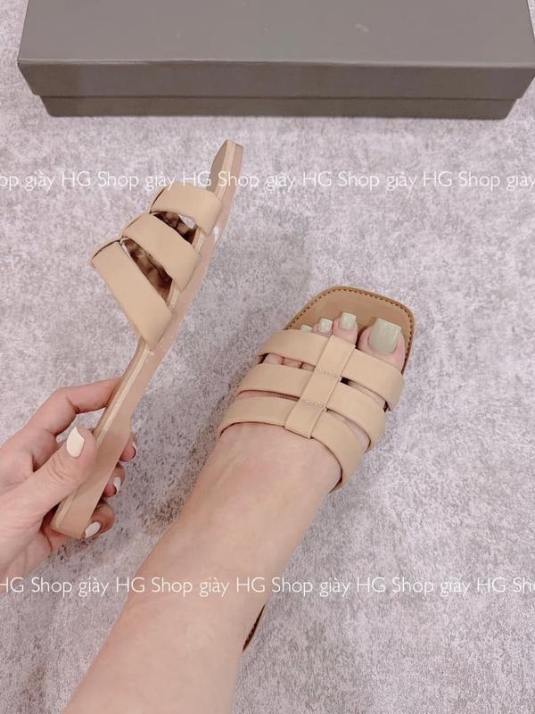 Giày dép HG picies dép 3 dây ngang nền da sáng đế cao su nhiệt dẻo 4