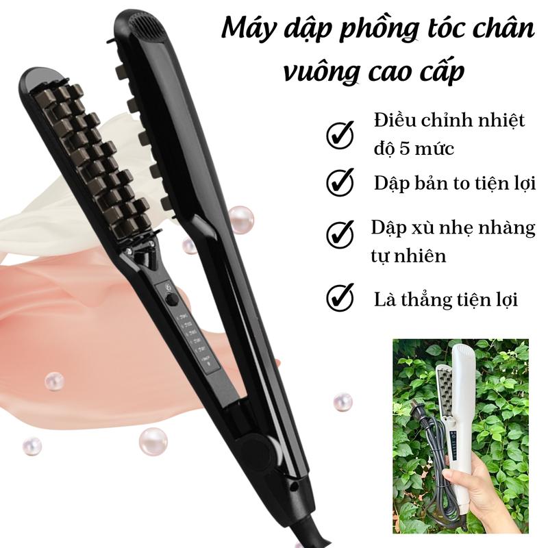 Máy BẤM XÙ dập phồng tóc CHÂN VUÔNG cao cấp 2in1 cho Nữ máy bấm phồng tóc gali