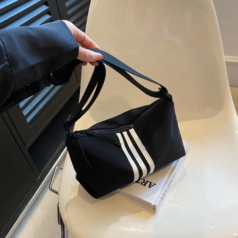 Túi Vải Nylon Oxford Cho Nữ, Túi Đeo Chéo 3 sọc Vai, Thường Ngày, Thể Thao, Hobo, Túi Kẹp Nách Mỹ, Mới Đeo Vai Bag Kem Tote Da túi  3  sọc 4