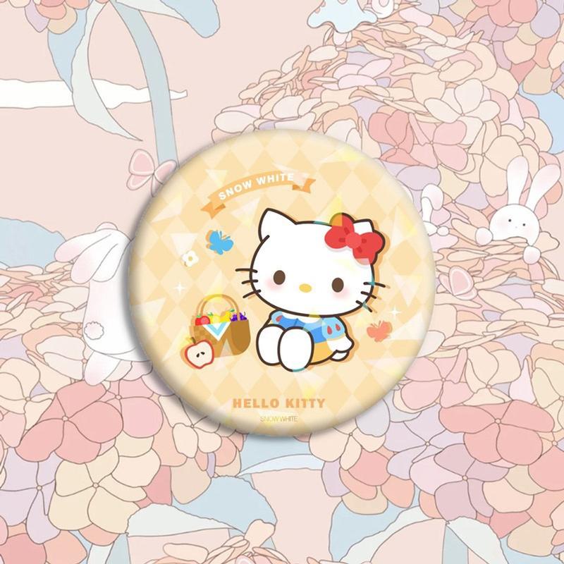 Huy hiệu hologram lấp lánh cài áo cài túi xách hình tròn mạ thiếc hoạt hình Sanrio Kuromi Melody Cinnamoroll Kitty 3