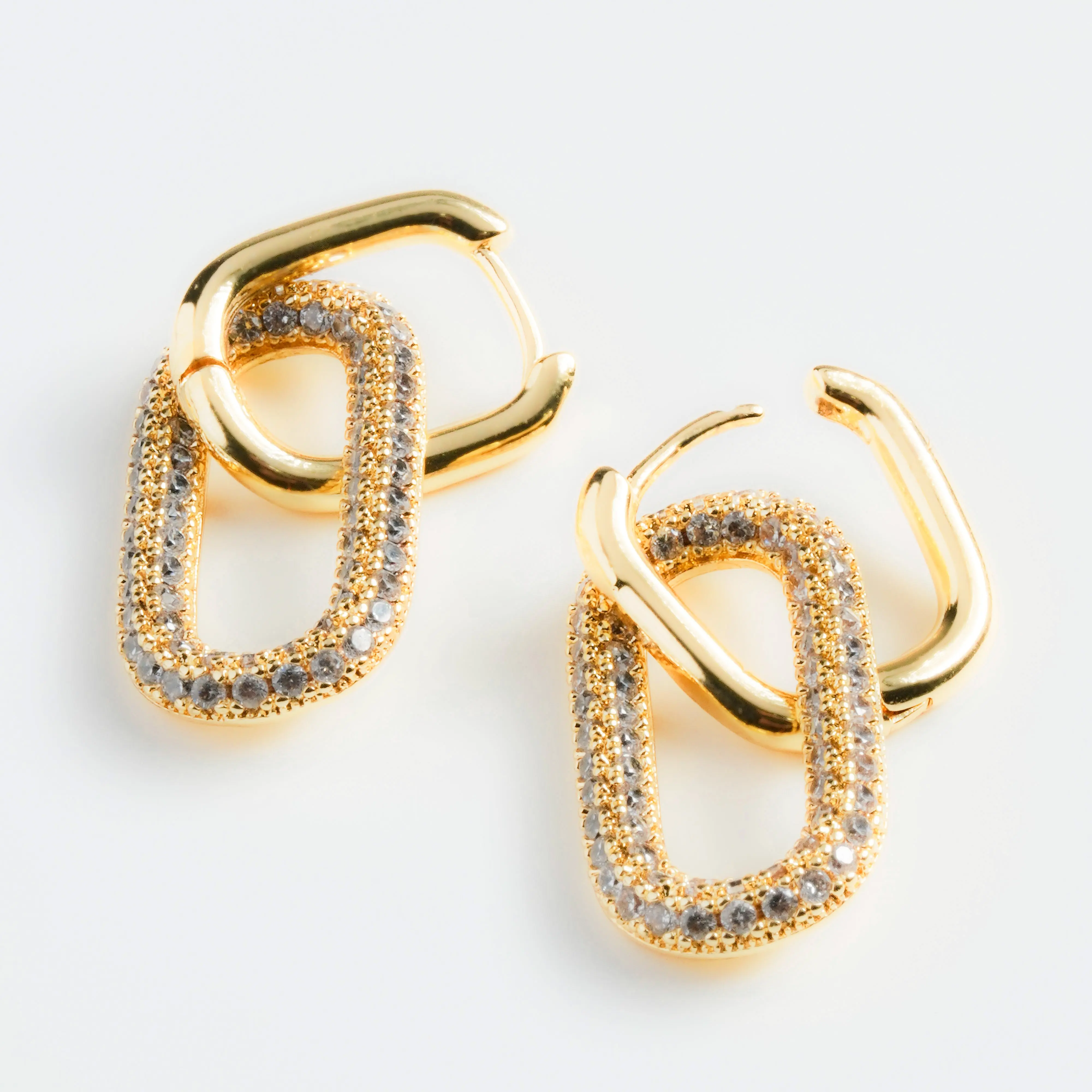 Kaulanada Luxurious Gold Plated Drop Earrings with Zircon Inlay - 925 Silver Ear Needle | Anting Drop Wanita