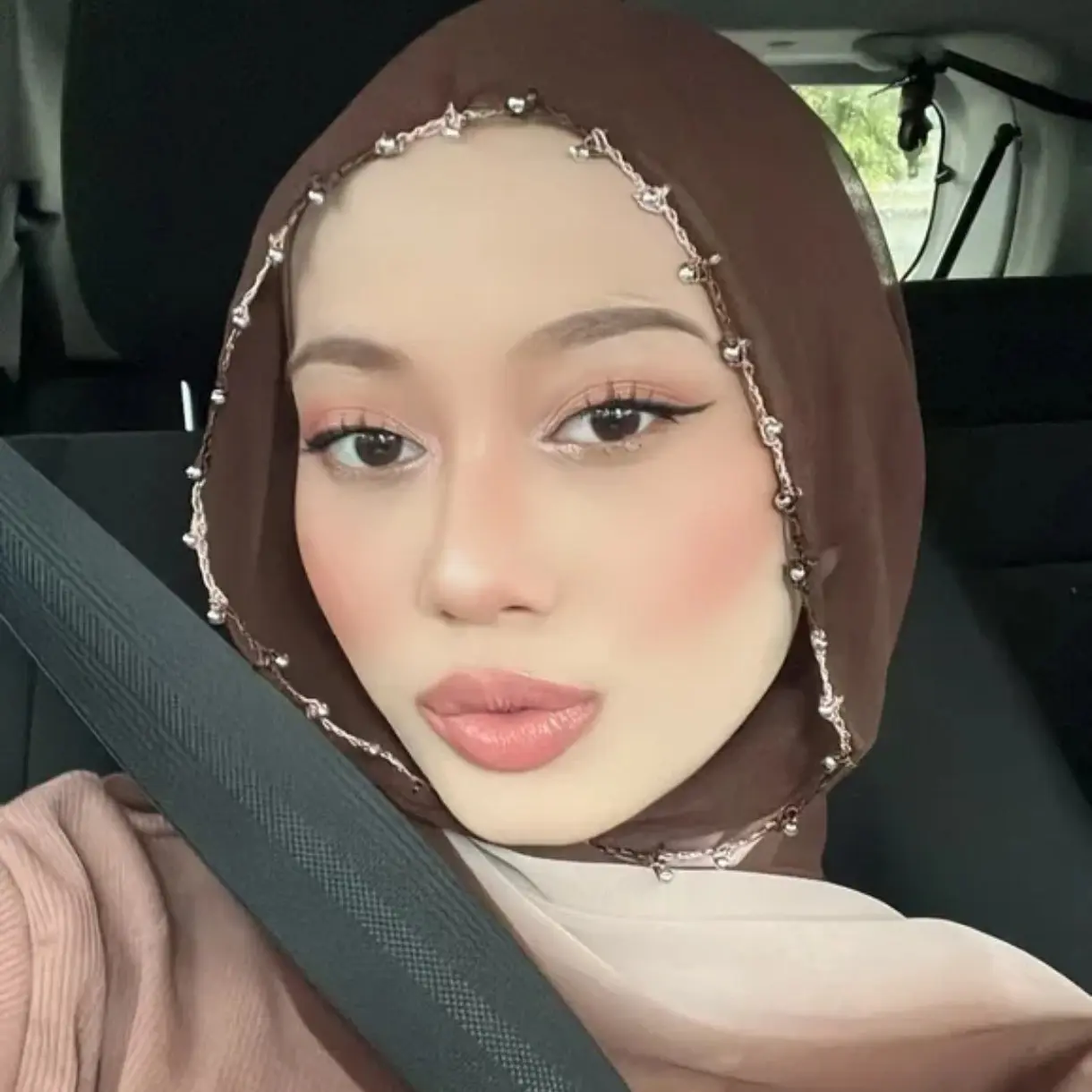 Live Broadcast Cross-Border Solid Color Filament Broken Card Artificial Silk Seam Metal Bead Chain Scarf Hui Gauze Scarf Malay Middle East Scarf