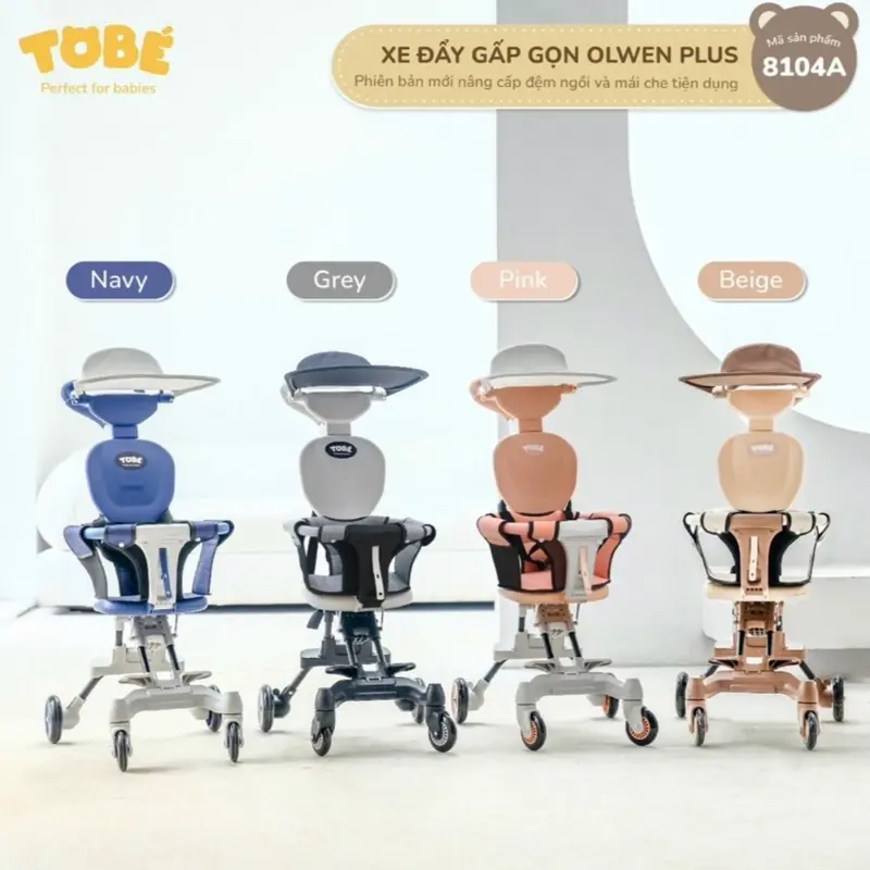 [Voucher Độc Quyền + Quà Tặng] Xe đẩy gấp gọn siêu nhẹ ToBe Plus cho bé từ 6-36 tháng - Kèm Mái che và đệm ngồi 5