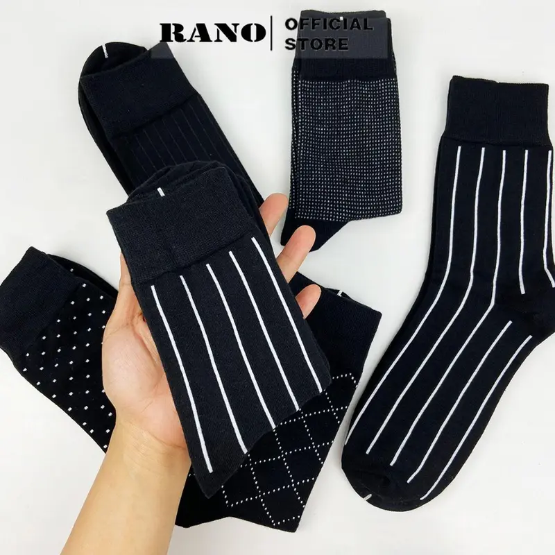 Set 5 đôi tất mang giày tây nam cổ cao RANO sợi cotton cao cấp thấm hút mồ hôi khử mùi Mix5_1 Nhung 5