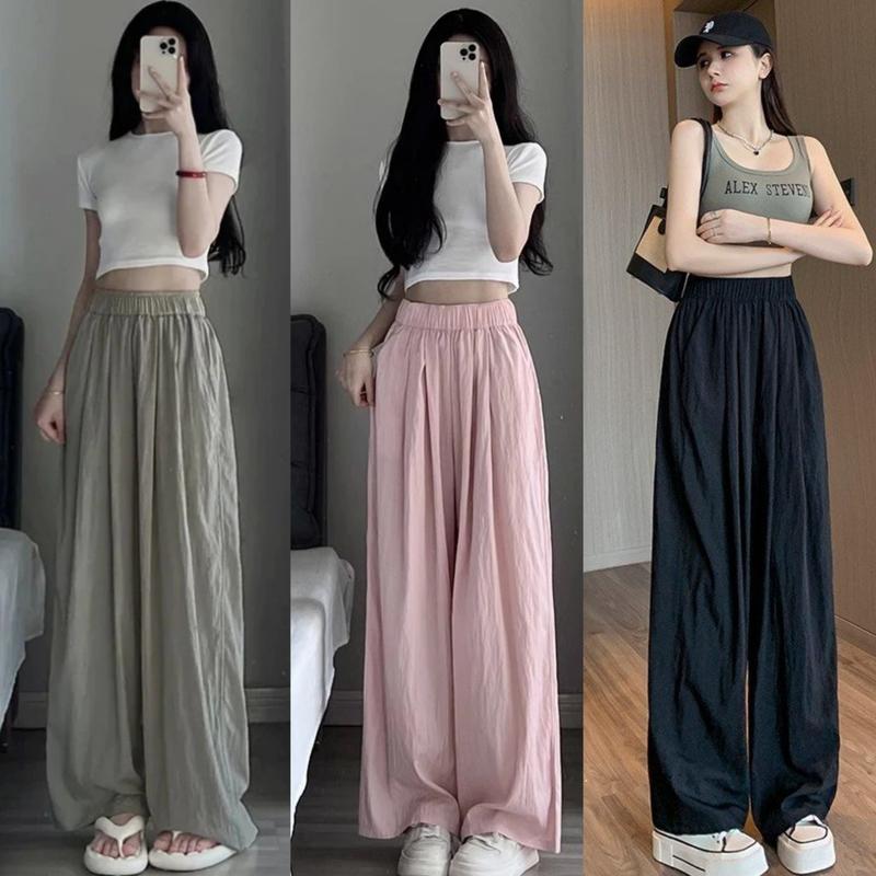 Quần Vải Ống Rộng Nữ Cạp Cao Chất Đũi Mát Mùa Hè Hàng Đẹp Lên From Xinh Quần Ống Rộng Lưng Cao Đi Học Làm Công Sở Đi Biển Nhung Ong Women Voi quần  ong  rong quanongsuong