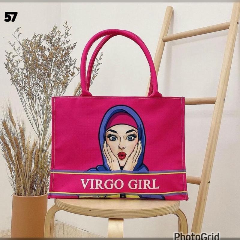 Totebag Kanvas MNK BAG PO Printing dengan Penutup Resleting dan Kancing Magnet Wanita - Ukuran Kecil, Medium, dan Besar - Kpop tote  bags 6