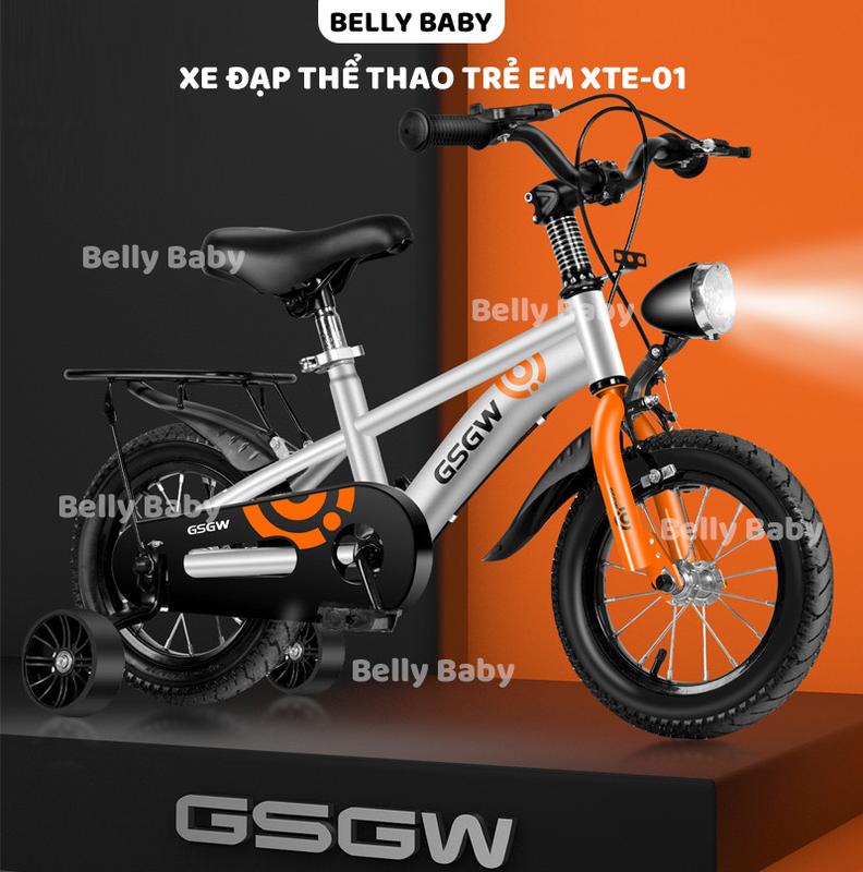 Xe đạp cho bé, xe đạp trẻ em Belly Baby XTE-01 có đèn led, phanh kép an toàn, bánh xe chống trơn trượt