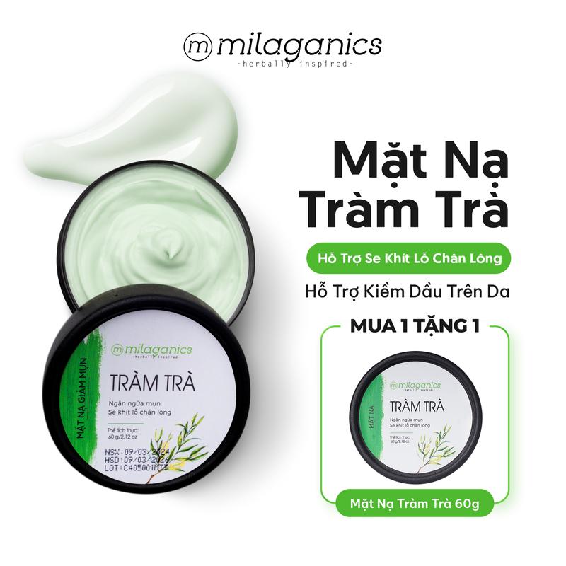 [MUA 1 TẶNG 1] Mặt Nạ Đất Sét Tràm Trà BHA MILAGANICS Chăm Sóc Da Mụn Hỗ Trợ Sáng Da Giảm Tiết Dầu - Mask Đất Sét Hỗ Trợ Thu Nhỏ Lỗ Chân Lông - Mặt Nạ Dưỡng Trắng Da Sáng Tươi Trẻ Skincare Làm Đẹp Da Cosmetics