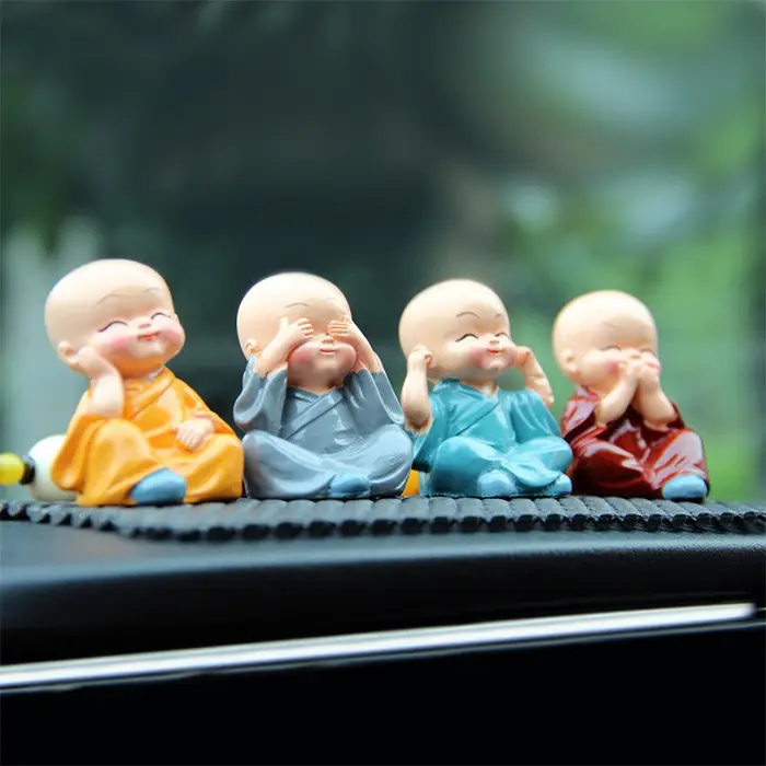 (Video Review) Bộ Tượng Chú Tiểu Hòa Thượng Tứ Không - Phật Phong Thủy Mini 4 Tư Thế, Trang Trí Xe Hơi, Để Bàn Làm Việc - Shop phụ kiện đồ chơi ô tô EUNOIA Nội Thất Nhựa 1