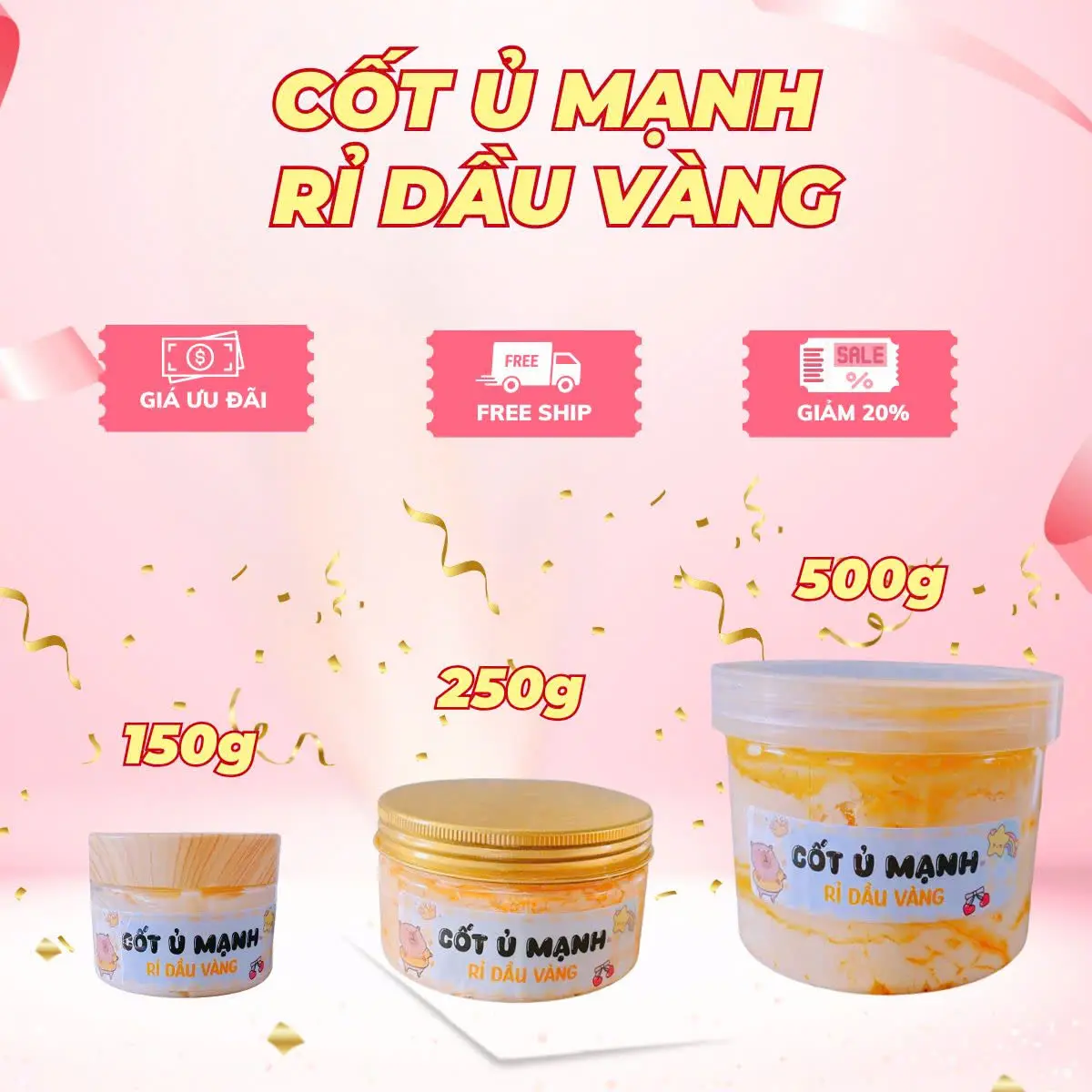 [NHƯ NHƯ KEM TRỘN] Kem Ủ Rỉ Dầu Vàng Hỗ Trợ Dưỡng Sáng Da, Giúp Làm Mịn Da Hũ 150gram, 250gram, 500gram