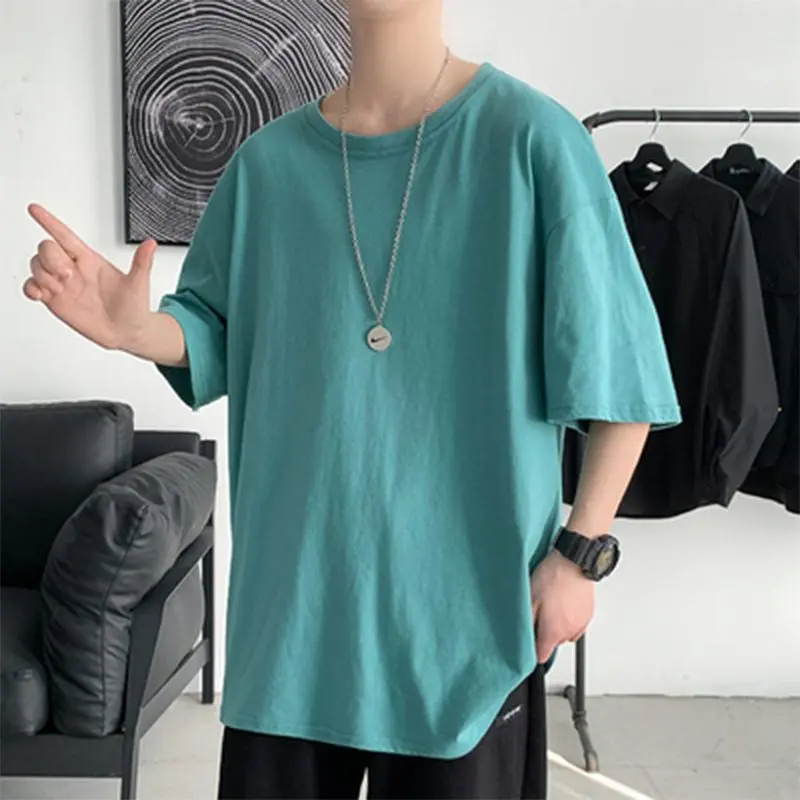 Quần Áo Nam, Ngoại Cỡ (100,00 Kg-150,00 kg), Áo Thun Cotton Màu Tím Mùa Hè, Thương Hiệu Thời Trang Phong Cách Hồng Kông, Tay Lửng Dáng Rộng Vừa Vặn, Thích Hợp Cho Nam Thừa Cân