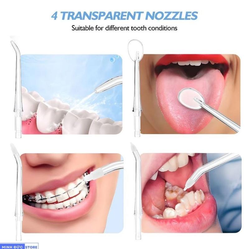Product Introduction of Máy Tám Nước Cầm Tay Vệ Sinh Răng Miệng Cao Cấp 3 Chế Độ Xịt 4 Đầu Tăm 32