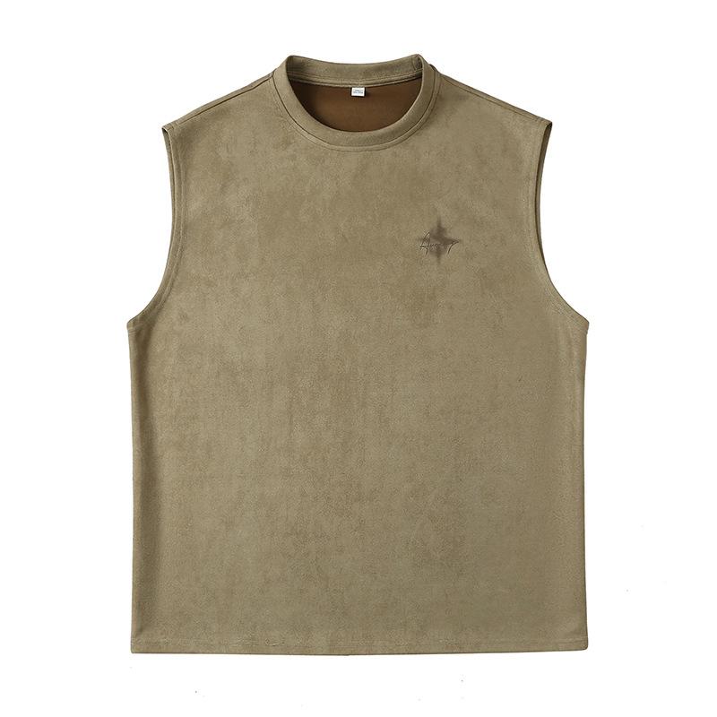 Lotin Suede Thin Sports Vest Men's 2024 Summer New Sleeveless T-shirt American Letter Printed Casual Waistcoat 5