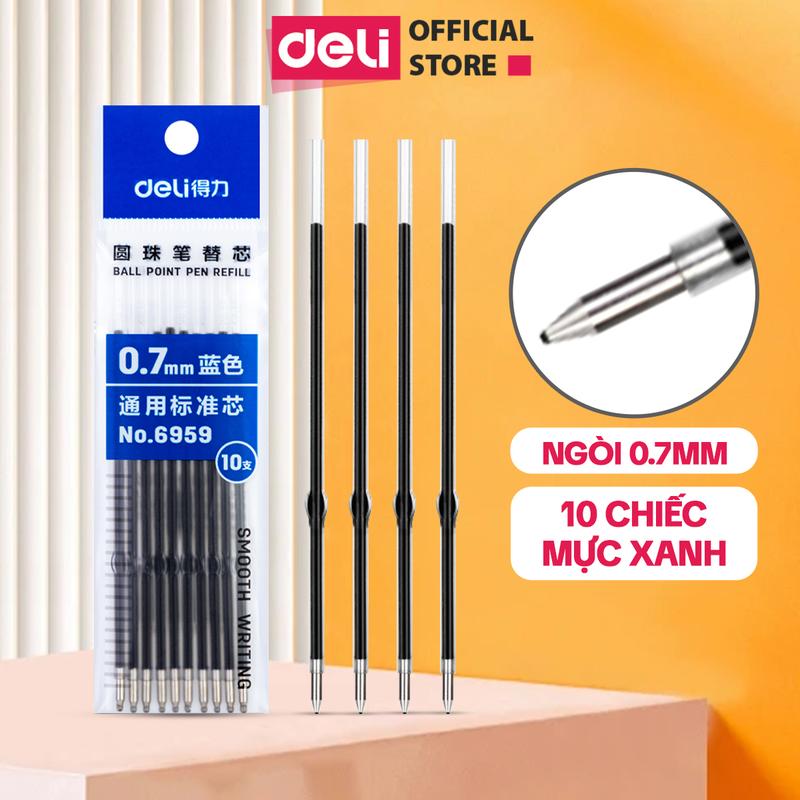 Combo 20 chiếc ruột bút bi gel mực xanh Deli ngòi 0.7mm viết trơn tru dành cho học sinh sinh viên văn phòng văn phòng phẩm
