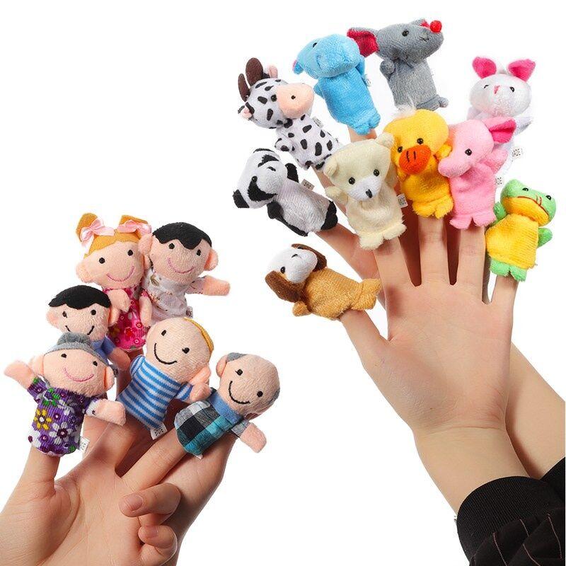 Product Introduction of 10Pcs Baby Plush Toy Cartoon Animal Family Finger Puppet Role Play Tell Story Cloth Doll Educational Toys For Children Kids 13