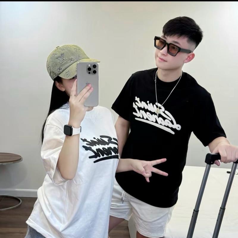 Áo Phông Đen Trắng Chữ Thêu Da Saitttttt Hàng Đẹp Menswear Nam