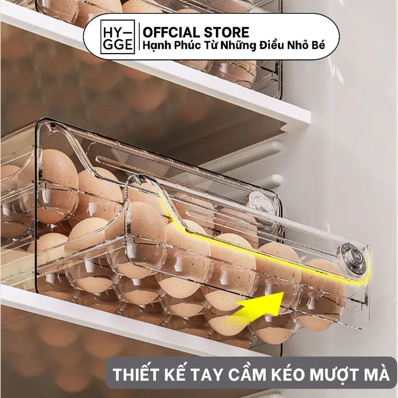 Khay đựnġ Trứng Hygge Có Ngăn Kéo Kèm Ghi Chú Ngày Tháng Bảo Quản Thông Minh Chất Liệu Nhựa PET Bền Đẹp 1