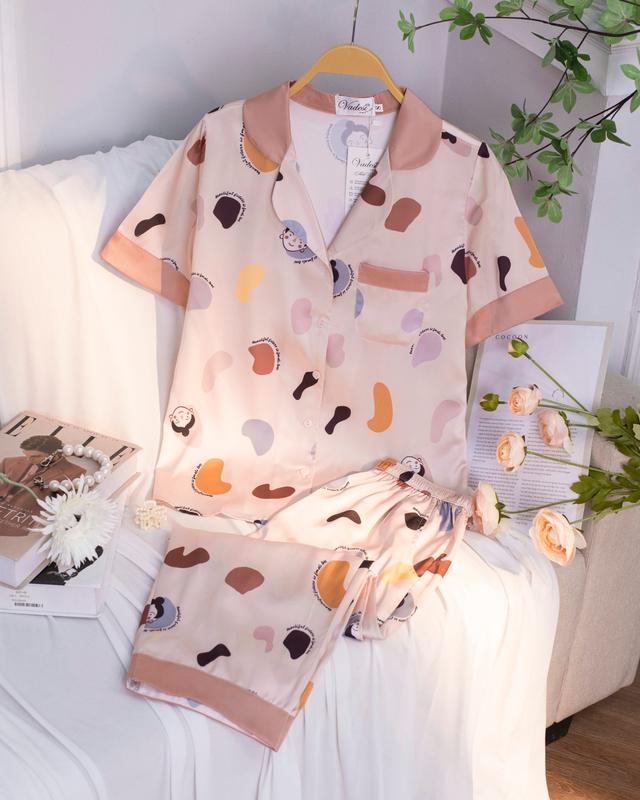 Bộ Pijama Vadesi quần lửng áo cộc bà già xì teen chất liệu lụa mát nhẹ mềm Nhung Nữ