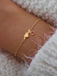 Pulsera con Decoración de Cristal Artificial y Inicial de Corazón, Pulsera de Cadena de Acero Inoxidable Simple y de Moda para Mujer, Joyería Exquisita y Comodín para Regalo