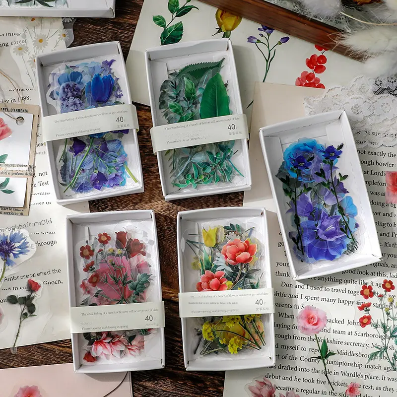 Beautiful Limited Edition Plant Box Decoration Journal Stickers Fresh Retro Plant Flowers Decoration Stickers 1252