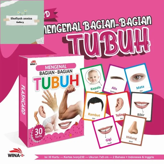 Murah!! FlashCard Bagian Tubuh - Kartu Belajar - Ap230 1