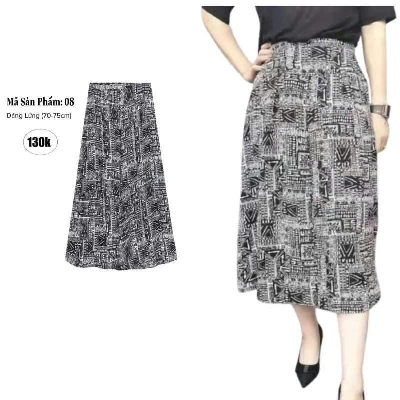 Quần lửng ống rộng dáng váy cạp chun mềm 7 tấc M/L/XL/XXL - Women, Nữ Ong Nhung - Vải lụa tuyết cao cấp