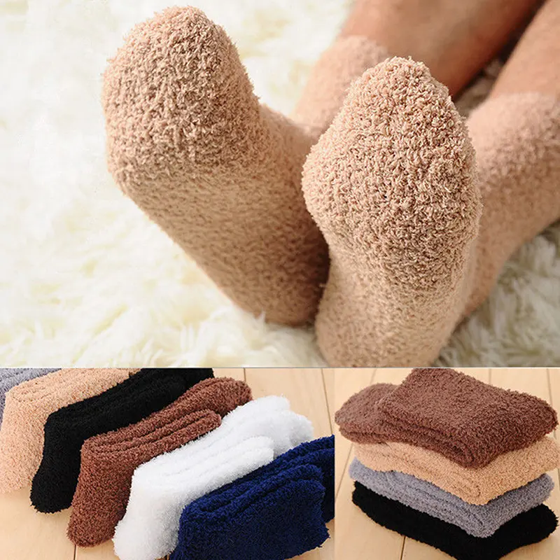 1 Pair Mens Women Thicken Thermal Wool Cashmere Casual Sports Floor Warm Socks