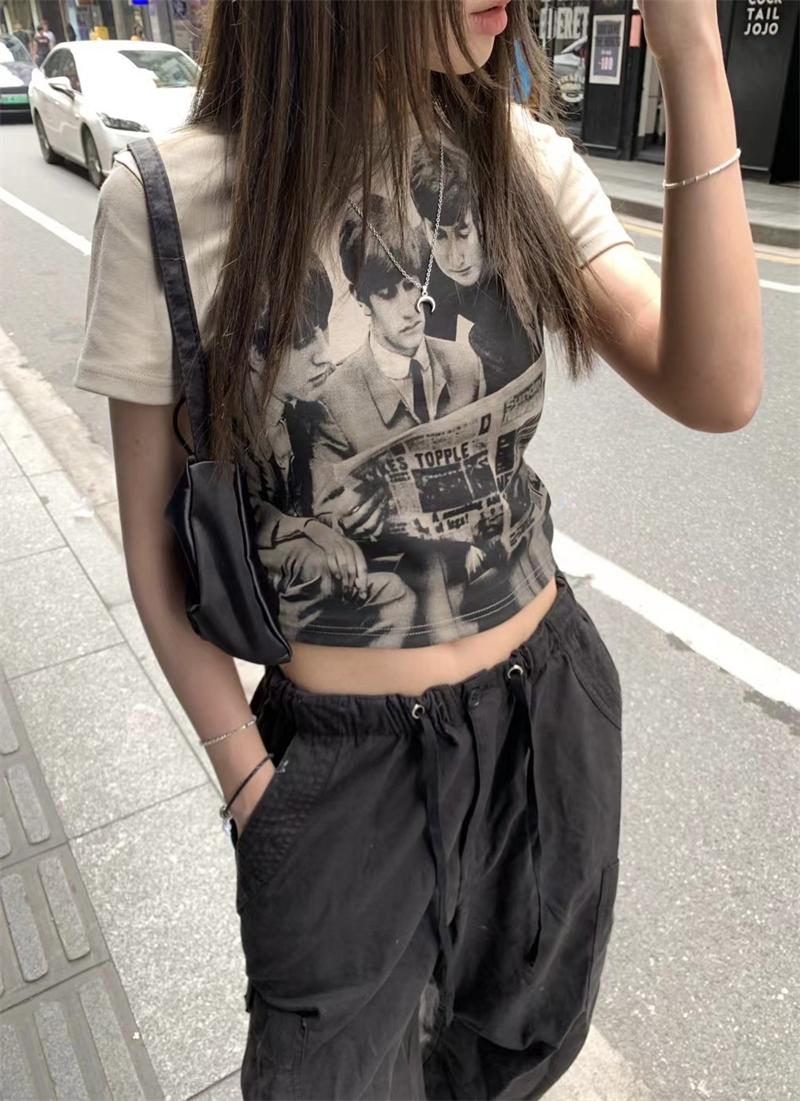 Product Introduction of Round Neck Short Sleeve T-Shirt Summer New Slim Fit Flattering Versatile Short Top Casual Women's Fashion Versatile Personality Hot Girl Korean Style Clothing 17