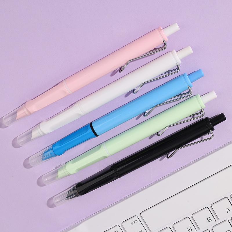 INS-Bút Máy Tự Động Tái Sử Dụng, 5 Màu Kẹo Ngọt Tùy Chọn, Bút Mực Bấm Sáng Tạo Có Thể Thu Vào, Văn Phòng Phẩm Học Sinh, Đồ Dùng Học Tập Và Văn Phòng 1