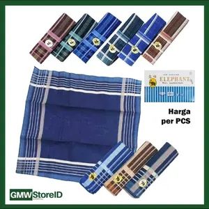[6pcs ]Sapu Tangan Elephant Katun Warna Gelap Terang Saputangan