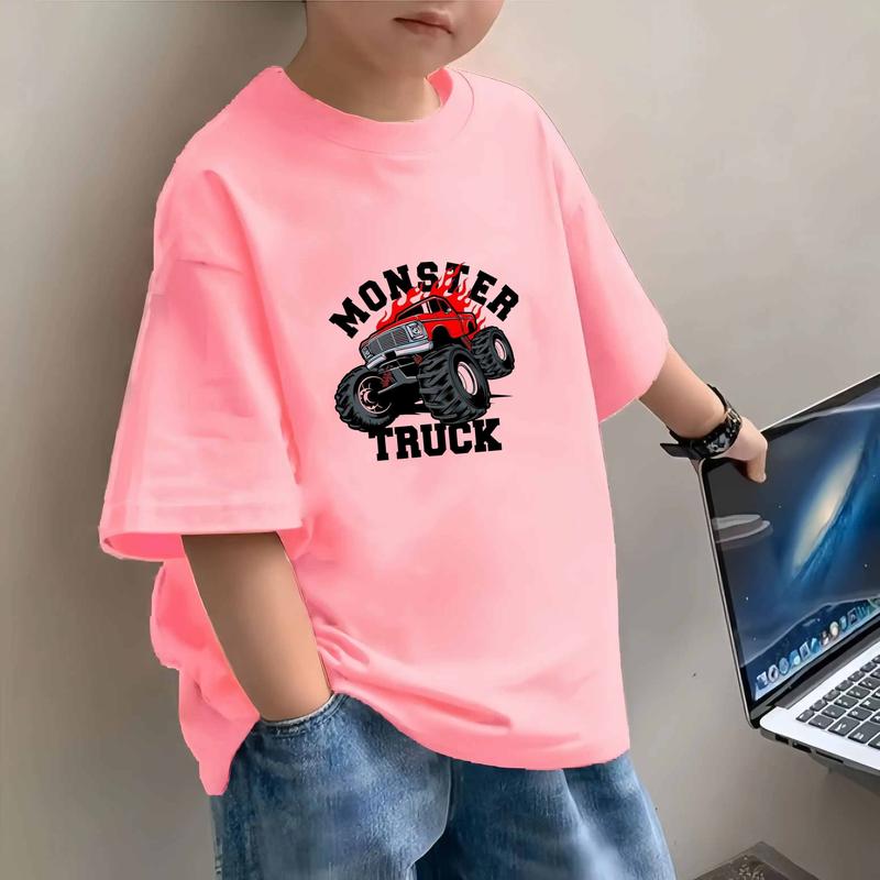 Áo Thun Ngắn Tay Quần Áo Trẻ Em, In Hình Xe Hơi Hoạt Hình Dễ Thương, Áo Dáng Rộng Và Dễ Phối Đồ Xu Hướng, Áo Mỏng, Hàng Mới Về Mùa Hè 2025 1