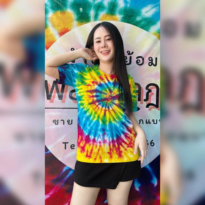 Product Introduction of เสื้อยืด มัดย้อม กราฟฟิตี้ แขนสั้น 2023 มาใหม่ เสื้อยืดสงกรานต์ เสื้อผ้าผู้หญิงลำลอง สไตล์วินเทจสตรีท Clothing Women Tshirt 11