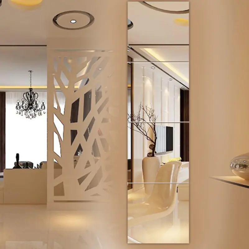 Vwjzgef-Đề Can Gương Tự Dính, Linh Hoạt, Không Thấm Nước, Phản Chiếu Rõ Ràng, Trang Trí Nhà Cửa, Hình Vuông, Phòng Tắm, Phòng Khách, Miếng Dán Gương Gia Đình 2