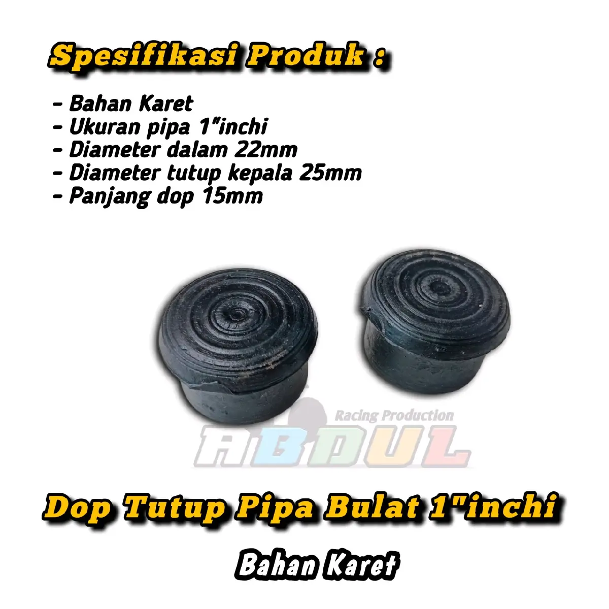 Karet kaki kursi 1 inchi/Karet kaki meja 1 inchi/dop pipa 1"/Harga perkodi (20pcs)