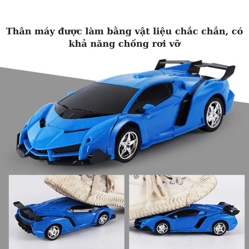 Ô tô điều khiển từ xa- Siêu xe biến hình 2in1 robot biến  hình kèm sạc điện phù hợp cho các bé từ 2 tuổi 1