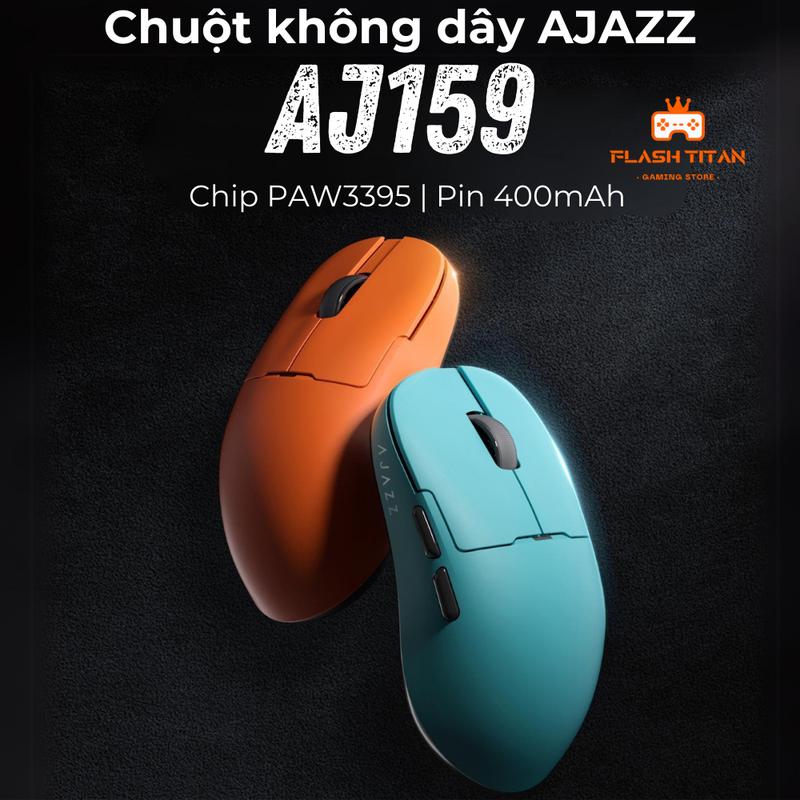 Chuột không dây Ajazz AJ159 - Chip PAW3395 - Pin 400mAh - Tốc độ 1ms - Dock sạc từ tính Led RGB