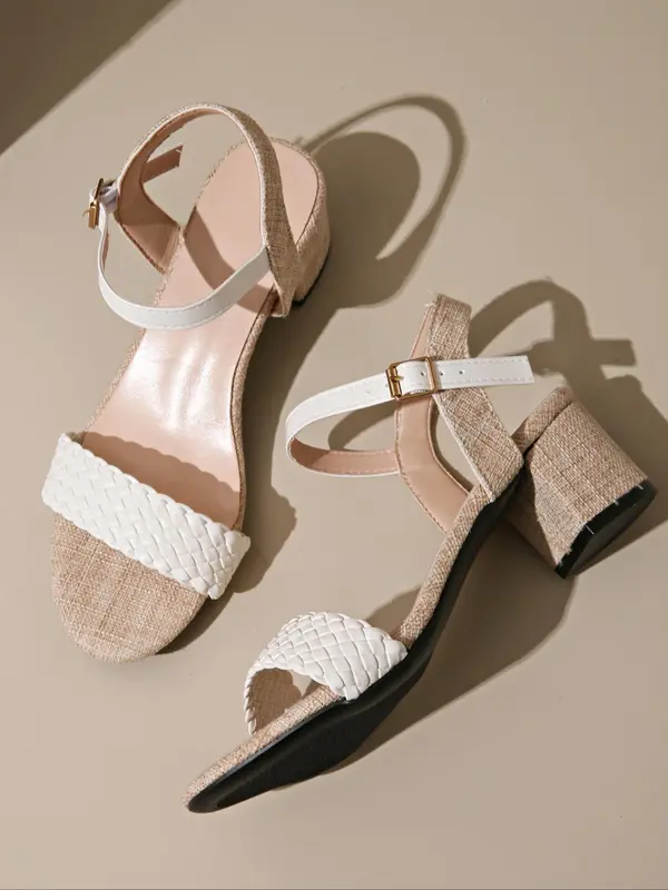 Women's Fashionable Plain Color Wide Band High Heel Sandals, Casual Versatile Roman Sandals for Daily Wear, Trendy All-match Shoes for Women & Girls, Summer 7