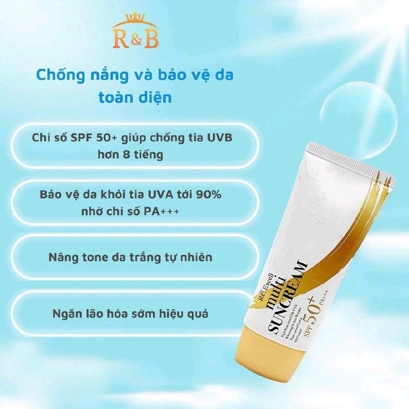  R&B Kem Chống Nắng Vật Lý SPF50+ PA+++ Bảo Vệ Da Trước Tia UV 8H Cho Da Dầu Mụn & Nhạy Cả An Toàn Cho Bà Bầu Dùng Hàng Ngày 2 Lần 