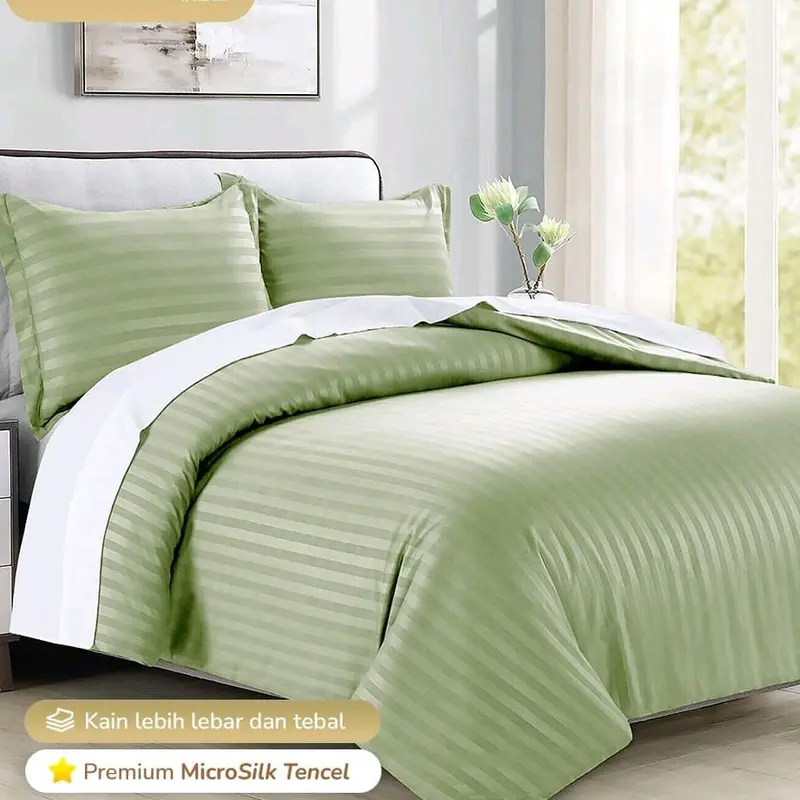 TINGGI 40 CM - SPREI HOTEL MICROTENCEL PREMIUM GRAMASI 130  SET ANTI GESER  FREE KARET ANTI GESER SEPRAI Kain Serat Bambu Mikro Sarung Bantal Frame 4