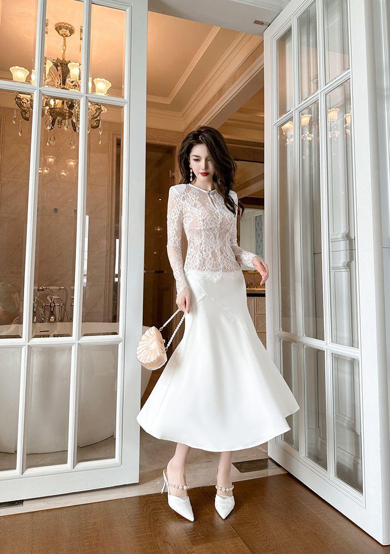 Product Introduction of Áo Lớp, Thiết Kế Thời Trang Dễ Phối Đồ, Chất Liệu Ren khoét Độc Đáo Phong Cách Gợi Cảm, Chống Lão Hóa, Tay Dài, Cao Cấp, Áo Trắng, Dành Cho Nữ 2